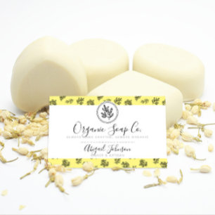 Carte De Visite Artiste Rose et Feuille Jaune à main