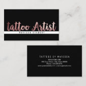 Carte De Visite Artiste rose moderne chic de tatouage de traçage (Devant / Derrière)