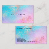 Carte De Visite Artiste rose moderne de maquillage d'aquarelle en  (Devant / Derrière)