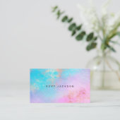 Carte De Visite Artiste rose moderne de maquillage d'aquarelle en  (Debout devant)