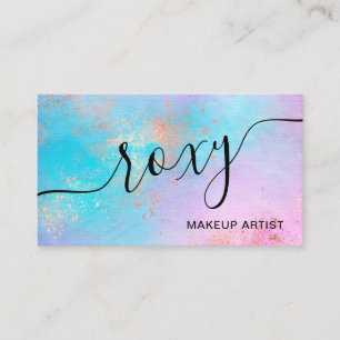 Carte De Visite Artiste rose moderne de maquillage d'aquarelle en 