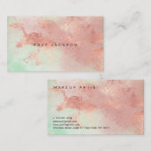 Carte De Visite Artiste rose moderne de maquillage d'aquarelle en  (Devant / Derrière)