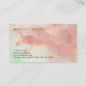 Carte De Visite Artiste rose moderne de maquillage d'aquarelle en  (Dos)