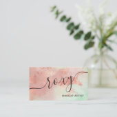 Carte De Visite Artiste rose moderne de maquillage d'aquarelle en  (Debout devant)