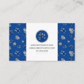 Carte De Visite Artiste Royal Bleu Rose et Feuille (Dos)