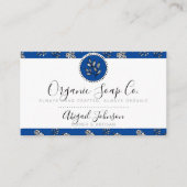 Carte De Visite Artiste Royal Bleu Rose et Feuille (Devant)