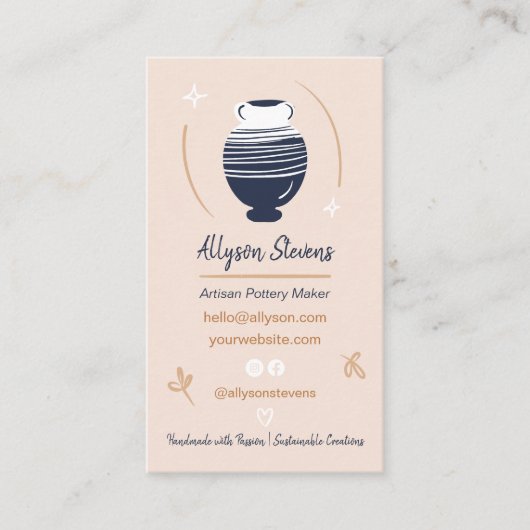 Carte De Visite Artiste Rustique Pottery Maker Artisanat photo cod (Devant)