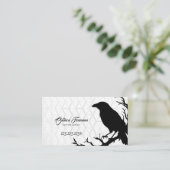 Carte De Visite Artiste stylé de tatouage noir et blanc Crow (Debout devant)