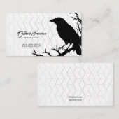 Carte De Visite Artiste stylé de tatouage noir et blanc Crow (Devant / Derrière)