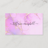 Carte De Visite Artiste tendance de maquillage rose et or (Devant)