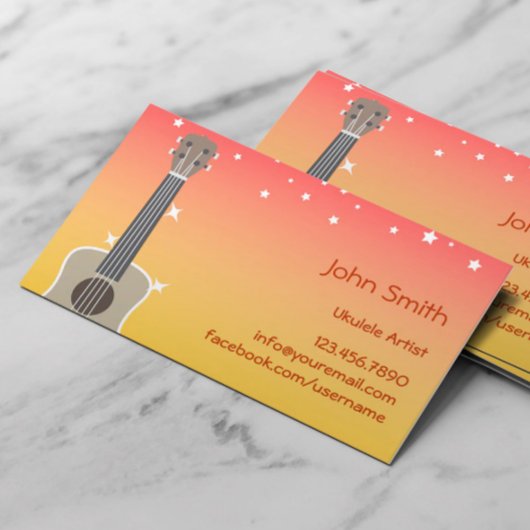Carte De Visite Artiste Tropical Pink & Yellow Sky Ukulele