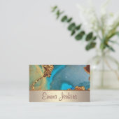 Carte De Visite Artiste Turquoise Et Or (Debout devant)