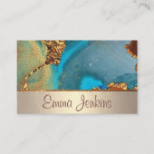 Carte De Visite Artiste Turquoise Et Or (Devant)