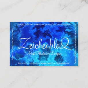 Carte de visite Artiste Visuel Aquarelles Bleues