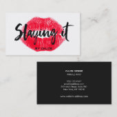 Carte De Visite Artistes De Maquillage Gras Le Poser Lèvres Rouges (Devant / Derrière)