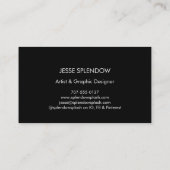 Carte De Visite Artistic Black Abstrait Paint Splatters QR Code (Dos)