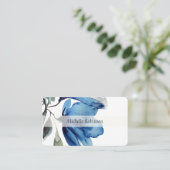 Carte De Visite Artistic Blue Oversize Fleurs Aquarelle (Debout devant)
