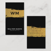 Carte De Visite Artistic Faux Or Brossé Texture Noir (Devant / Derrière)