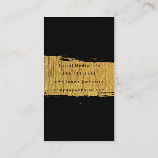 Carte De Visite Artistic Faux Or Brossé Texture Noir (Dos)