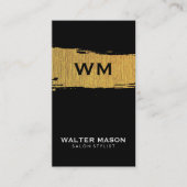 Carte De Visite Artistic Faux Or Brossé Texture Noir (Devant)