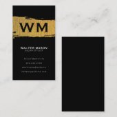 Carte De Visite Artistic Faux Or Brossé Texture Noir (Devant / Derrière)