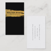 Carte De Visite Artistic Faux Or Brossé Texture Noir (Devant / Derrière)