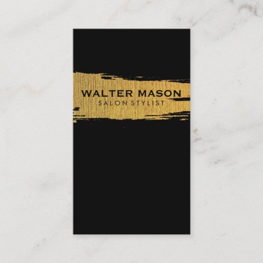 Carte De Visite Artistic Faux Or Brossé Texture Noir (Devant)