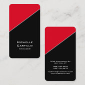 Carte De Visite Artistic Vertical Noir Rouge Design unique (Devant / Derrière)