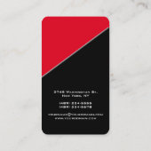 Carte De Visite Artistic Vertical Noir Rouge Design unique (Dos)