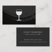 Carte De Visite Artistique brossé noir sur verre de vin noir (Devant / Derrière)