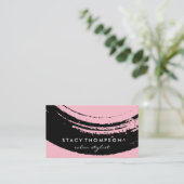 Carte De Visite Artistique brossé rose sur noir (Debout devant)