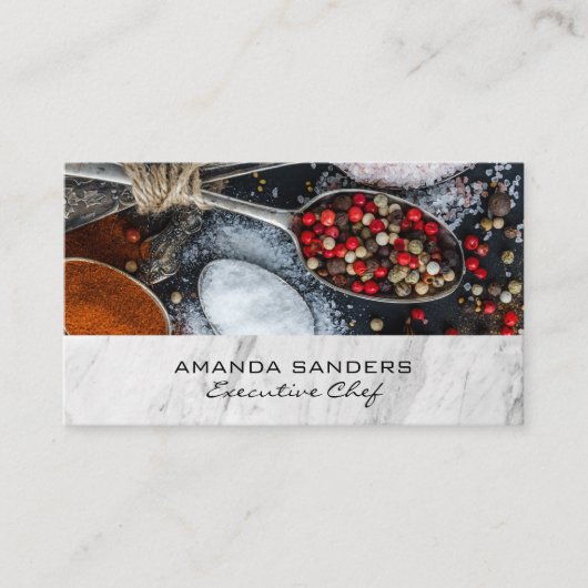 Carte De Visite Arts culinaires | Épices sur cuillères (Devant)