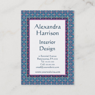 Carte De Visite Arts de Renaissance et motif floral vert de