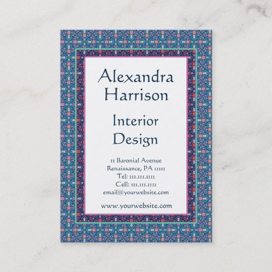 Carte De Visite Arts de Renaissance et motif floral vert de (Devant)