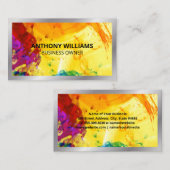 Carte De Visite Artsty Painterly Arrière - plan | Bordure Argent (Devant / Derrière)