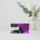 Carte De Visite Artsy Abstrait moderne noir pourpre teint teinture (Debout devant)