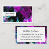 Carte De Visite Artsy Abstrait moderne noir pourpre teint teinture (Devant / Derrière)