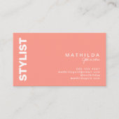 Carte De Visite Artsy en damier blanc Peach Abstrait (Devant)