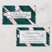 Carte De Visite Artsy Moderne Emerald Vert Brosse rose (Devant / Derrière)