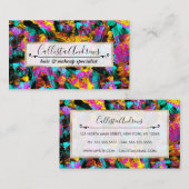 Carte De Visite Artsy Moderne Neon Couleurs Noir Abstrait Peinture (Devant / Derrière)