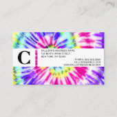 Carte De Visite Artsy Neon Rainbow Tie Dye Motif d'aquarelle (Dos)