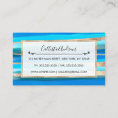 Carte De Visite Artsy Ocean Aqua Bleu Or Abstrait Paint Stripes (Dos)