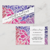 Carte De Visite Artsy rose violet aquarelle Abstrait points Motif (Devant / Derrière)