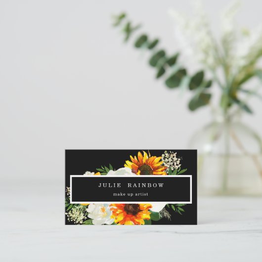 Carte De Visite Artsy Sunflower noir (Debout devant)