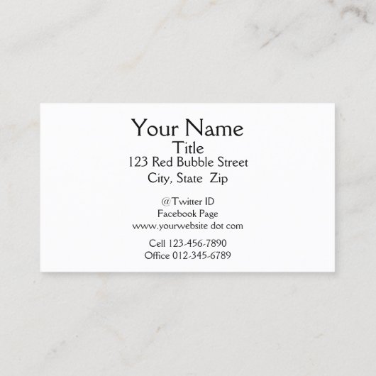 Carte De Visite Artwork de Flux de bulles vertes (Dos)