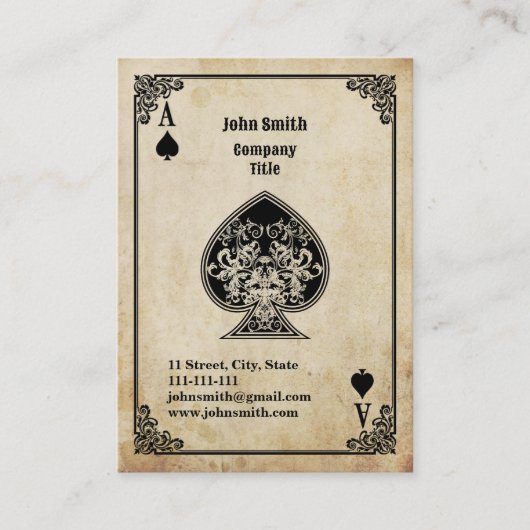 Carte De Visite As de pique Grunge (Devant)
