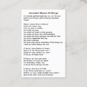 Carte De Visite Ascendant Maître El Morya Seigneur du Premier Ray (Dos)