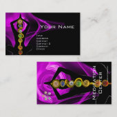 Carte De Visite ASCLEPIUS ROD 7 CHAKRAS YOGA LOTUS POSE violet (Devant / Derrière)