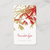 Carte De Visite Asiatique Zen Rouge Bambou Feuille moderne Orienta (Devant)