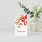 Carte De Visite Asiatique Zen Rouge Bambou Feuille moderne Orienta (Debout devant)